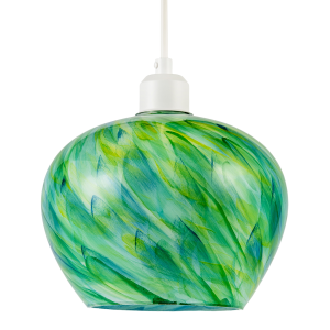 Modern Green Toned Glass Pendant Shade with Brushed Leaves Design