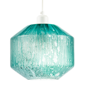 Modern Aqua Teal Reactive Mottled Glass Pendant Ceiling Light Shade