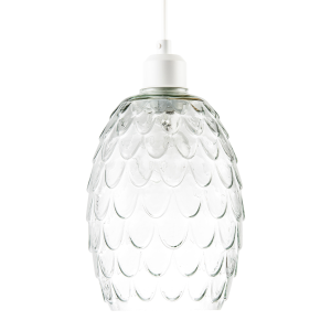 Modern Clear Embossed Glass Pendant Light shade with Scalloped Pattern