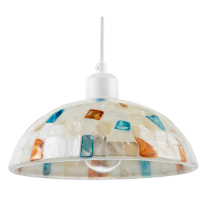 Mother of Pearl Mosaic Dome Pendant Lighting Shade with Coloured Tiles