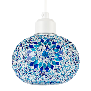 Light and Dark Blue Mosaic Glass Artisanal Pendant Ceiling Light Shade