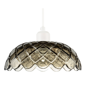 Smoked Grey Pendant Lighting Shade with Scalloped Edge Silhouette