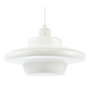 Modern UFO Disc Styled Ceiling Pendant Light Shade in Opal White Glass