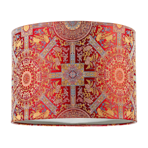 Persian-Inspired Ottoman Tapestry Floral Shade in Deep Red and Gold