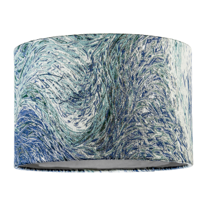Artistic and Fluid Textured Lamp Shade in Blue Teal and Soft Green