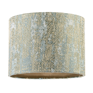 Textured Herringbone and Chevron Jacquard Lampshade in Gold and Silver