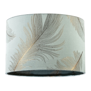 Dusty Duck Egg Cotton Jacquard Lamp Shade with Gold Foil Fern Design