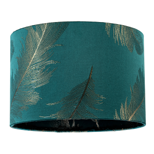 Dark Emerald Green Cotton Jacquard Shade with Gold Foil Fern Design