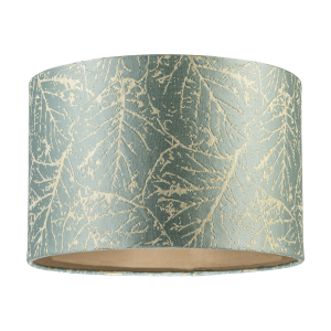Abstract Botanical Motif Jacquard Fabric Lamp Shade in Silver Duck Egg