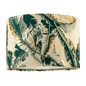 Botanical and Tropical Jacquard Fabric Shade with Green Banana Leaves