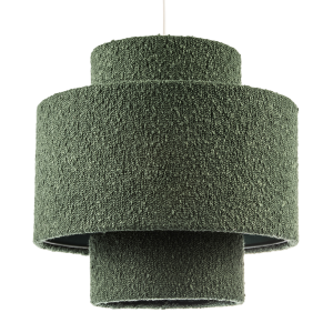 Modern Tiered Pendant Shade in Luxurious Forest Green Boucle Fabric