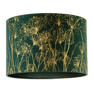Deep Emerald Forest Green Lamp Shade with Botanical Gold Foil Print