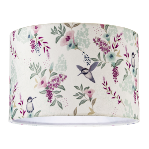 Charming Botanical Woodland-Inspired Velvet Fabric Circular Lampshade