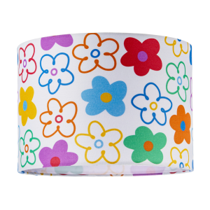 Bright and Colourful Fabric Lampshade with Retro Inspired Floral Decor