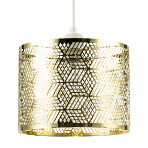 Modern Zig Zag Gold Pendant Shade with Cut Diamonds and Rectangles