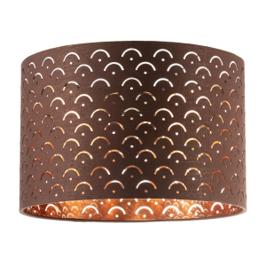 Chocolate Brown Cotton Fabric Lamp Shade with Geometric Arch Pattern