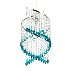 Modern Spiral Waterfall Pendant Shade with Teal and Clear Acrylic