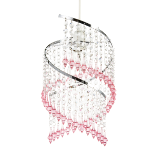 Modern Spiral Waterfall Pendant Shade with Pink and Clear Acrylic