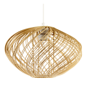 Contemporary Spiral Rattan Pendant Shade with Natural Light Finish