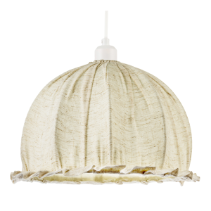 Linen Fabric Covered Ruffled Dome Shaped Ceiling Pendant Light Shade