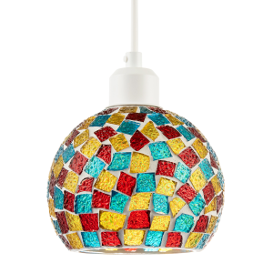 Multi-Colour Geometric Mosaic Dome Pendant Ceiling Lighting Shade