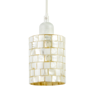 Modern Cylindrical Pendant Light Shade Mother of Pearl Style Mosaic