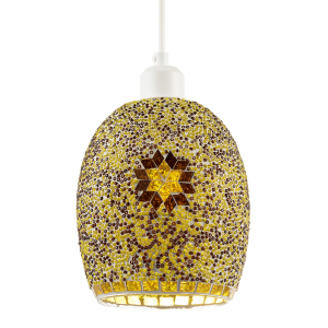 Dome Shaped Pendant Light Shade with Glass Mosaic Beaded Construction