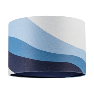 Midnight Blue Linen Fabric Lamp Shade with Inner and Outer Wavy Design