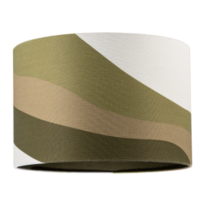 Olive Green Linen Fabric Lamp Shade with Inner and Outer Wavy Design