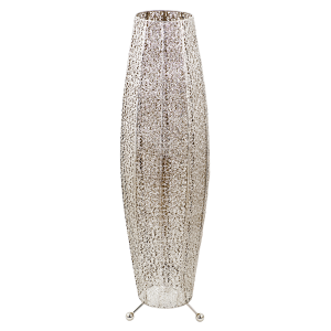 Traditional and Ornate Floral Moroccan Floor Lamp in Polished Silver