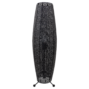 Traditional and Ornate Floral Moroccan Floor Lamp in Black Gloss