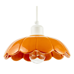 Modern Orange Gloss Ceramic Pendant Light Shade with Scallop Edge