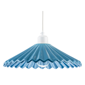 Modern Blue Nova Gloss Ceramic Pendant Light Shade with Rippled Body