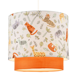 Safari Animals Childrens Pendant Light Shade with Double Tier Design