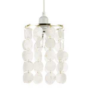 Pendant Light Shade with Cascading Natural Capiz Style Shell Discs
