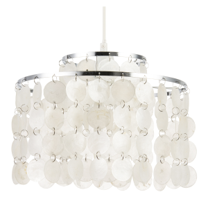 Chrome Pendant Shade with Cascading Natural Capiz Style Shell Discs