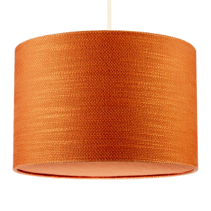 Desert Sun Orange Textured Linen Pendant Lighting Shade with Diffuser