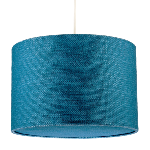 Biscay Bay Teal Textured Linen Pendant Lighting Shade with Diffuser