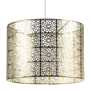 Moroccan Inspired Ceiling Pendant Light Shade in Plated Gold Finish