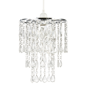 Chandelier Style Pendant Light Shade with Tiers of Clear Acrylic Drops