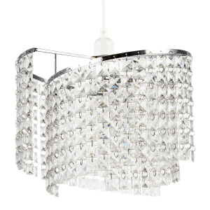 Modern Chrome Chandelier Pendant Shade with Cascading Acrylic Panels