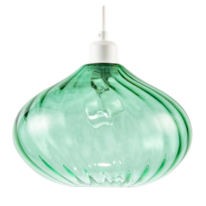 Modern Designer Emerald Green Line Twisted Glass Pendant Light Shade