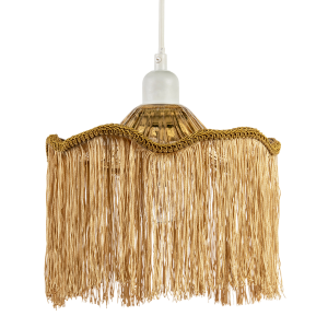 Striking Gold Fringed Orange Glass Pendant Shade with Long Tassels
