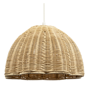 Intricately Woven Rattan Pendant Light Shade with Scalloped Lower Edge