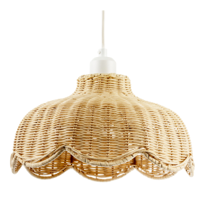 Handwoven Natural Rattan Pendant Light Shade with Scalloped Edge