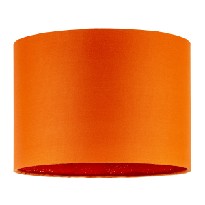 Contemporary Drum Lamp Shade in Vibrant Orange Cotton Blend Fabric