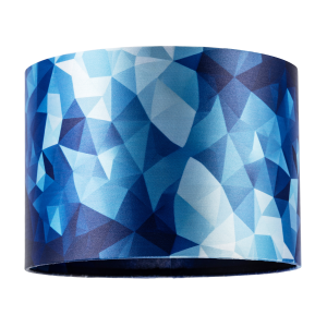 Designer Geometric Satin Fabric Round Lamp Shade with Tones of Blue