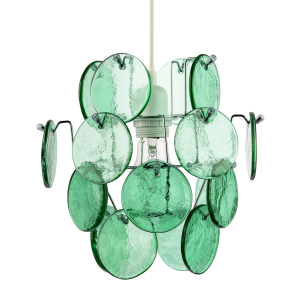 Modern Pendant Lighting Shade with Layered Emerald Green Glass Discs