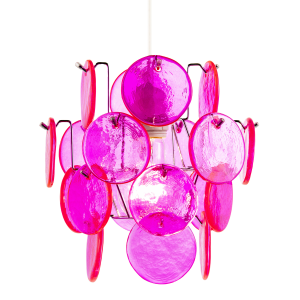 Modern Pendant Ceiling Light Shade with Layered Hot Pink Glass Discs
