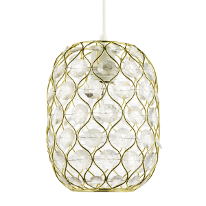 Glamorous Gold Plated Pendant Shade with Clear Faceted Acrylic Discs